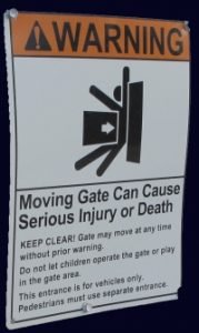 gate warning sign
