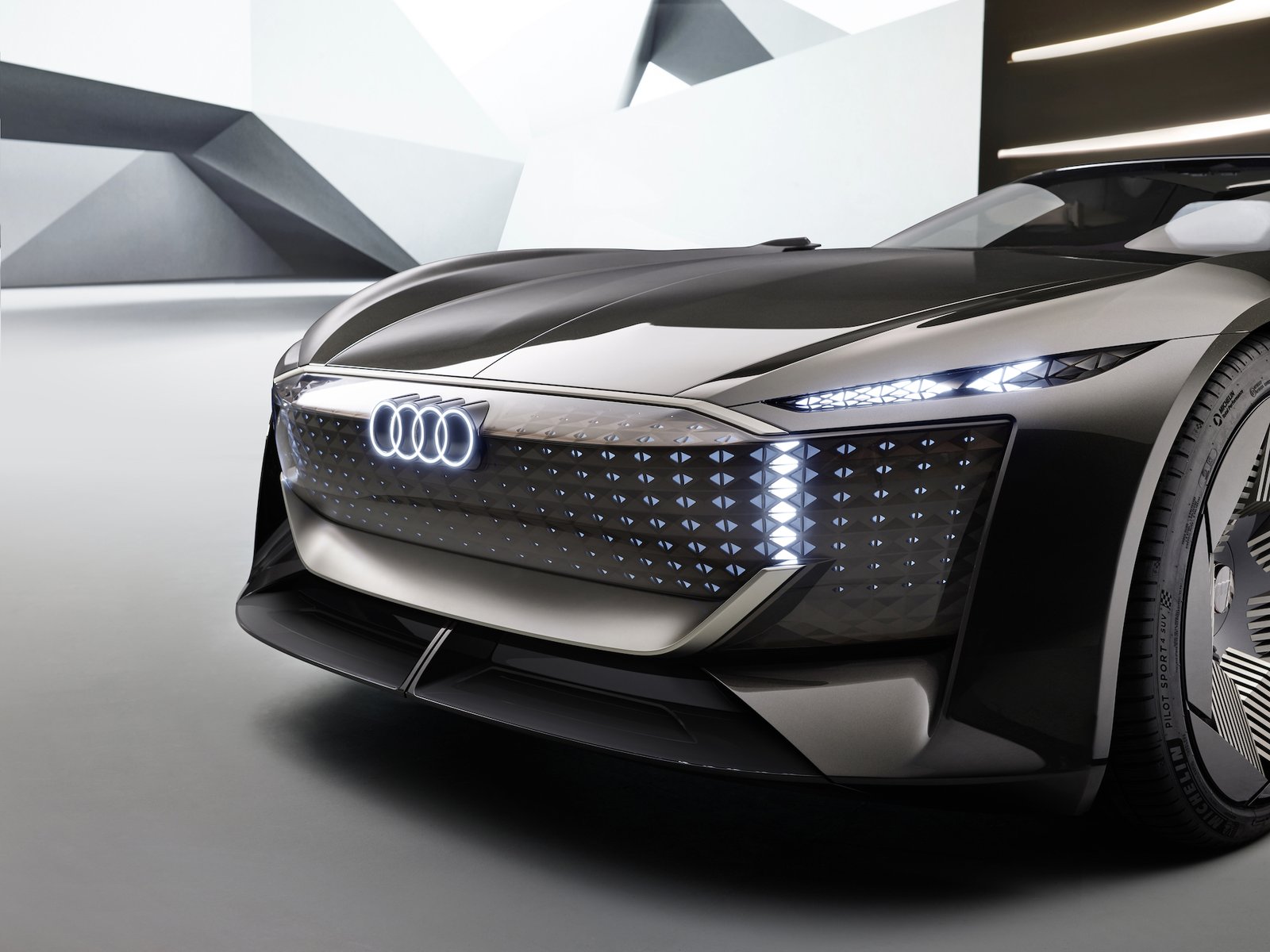There's no need for a grille with an electric car, but Audi decided to keep the look.