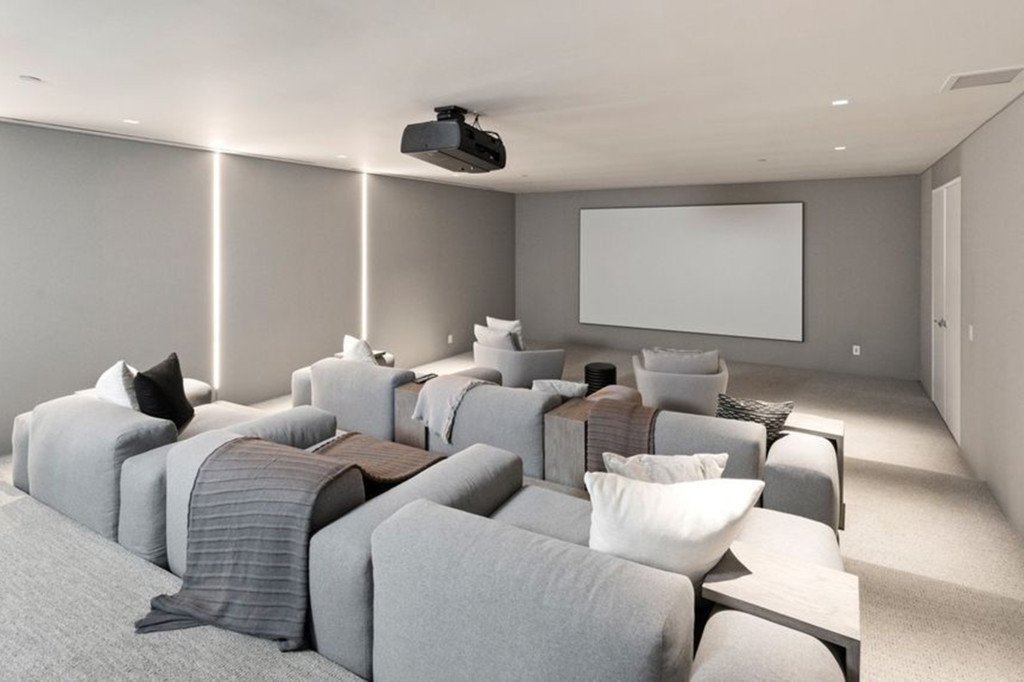 The theater has its own wet bar, according to the listing. 