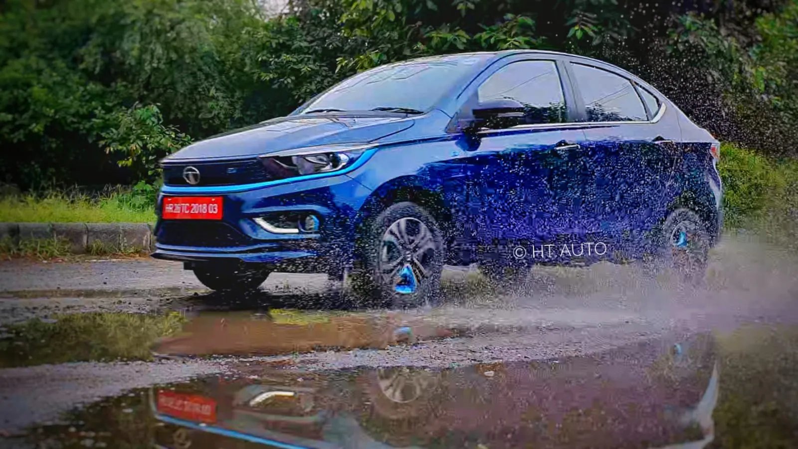 This is one of the mildest of puddles encountered during the test drive of the Tigor EV. This is one of the mildest of puddles encountered during the test drive of the Tigor EV.