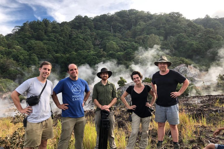 Glenn Hurowitz, Kate Brooks, and crew in Batang Toru, Sumatra.