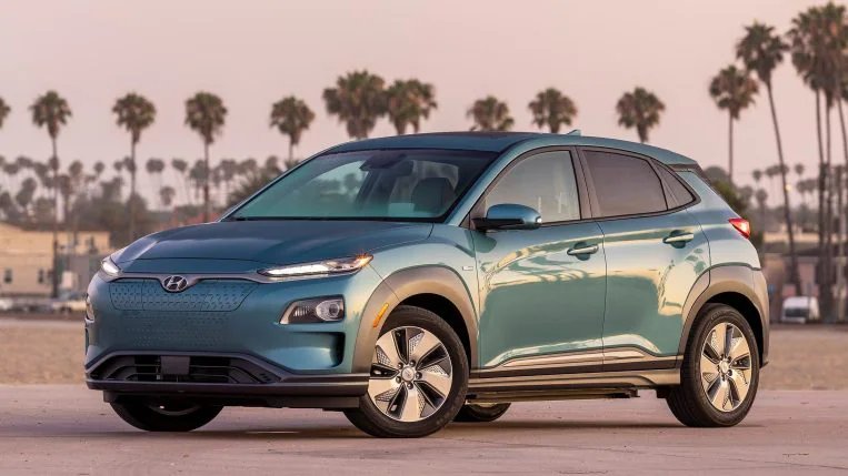 2019 Hyundai Kona EV in teal.