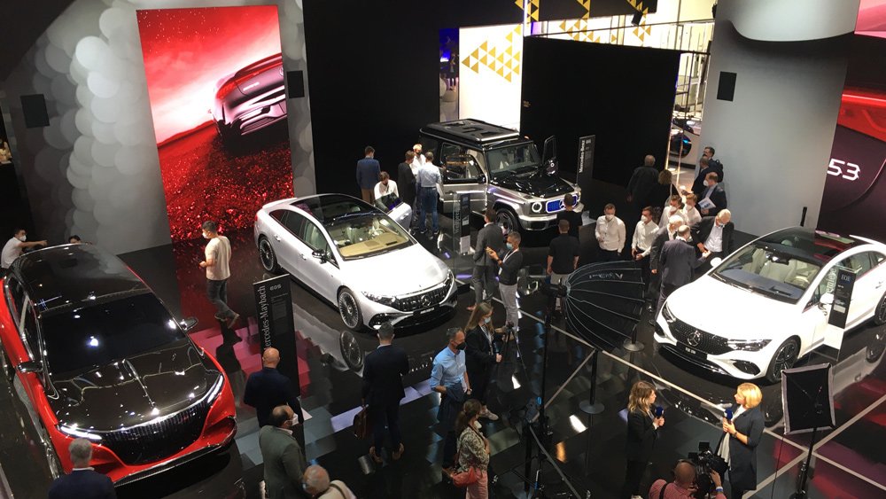 The Mercedes-Benz pavilion at the 2021 IAA Mobility show.